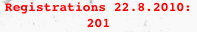 Registrations 22.8.2010: 201